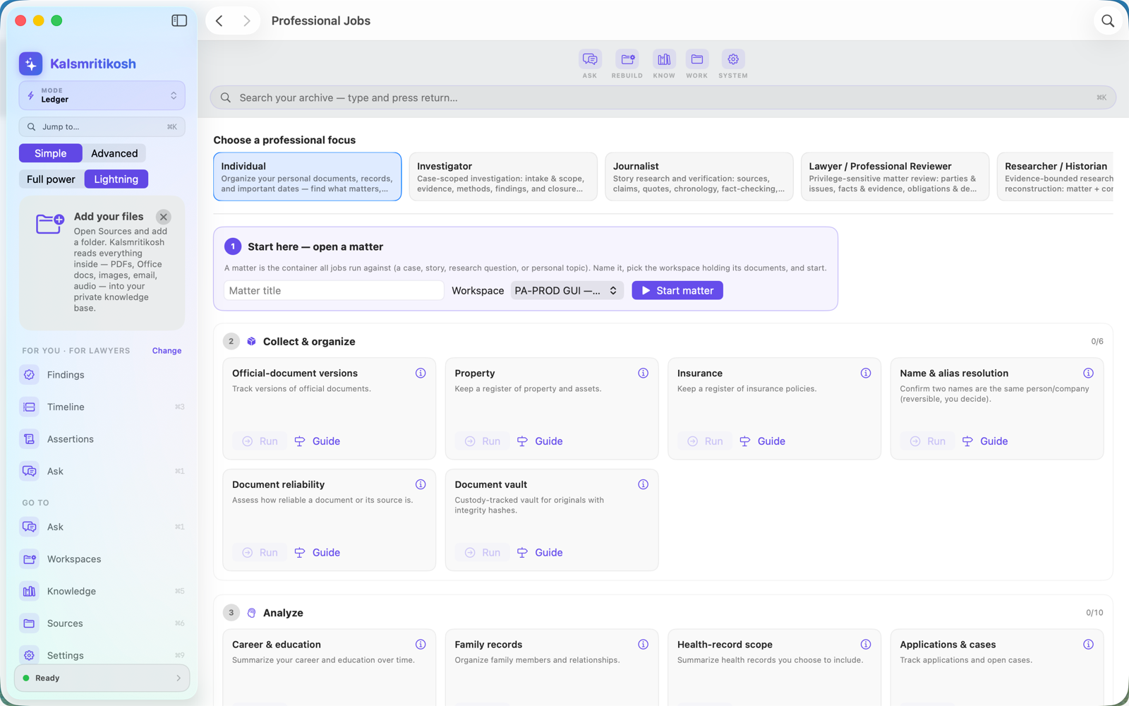 Professional Jobs — workflows by profession