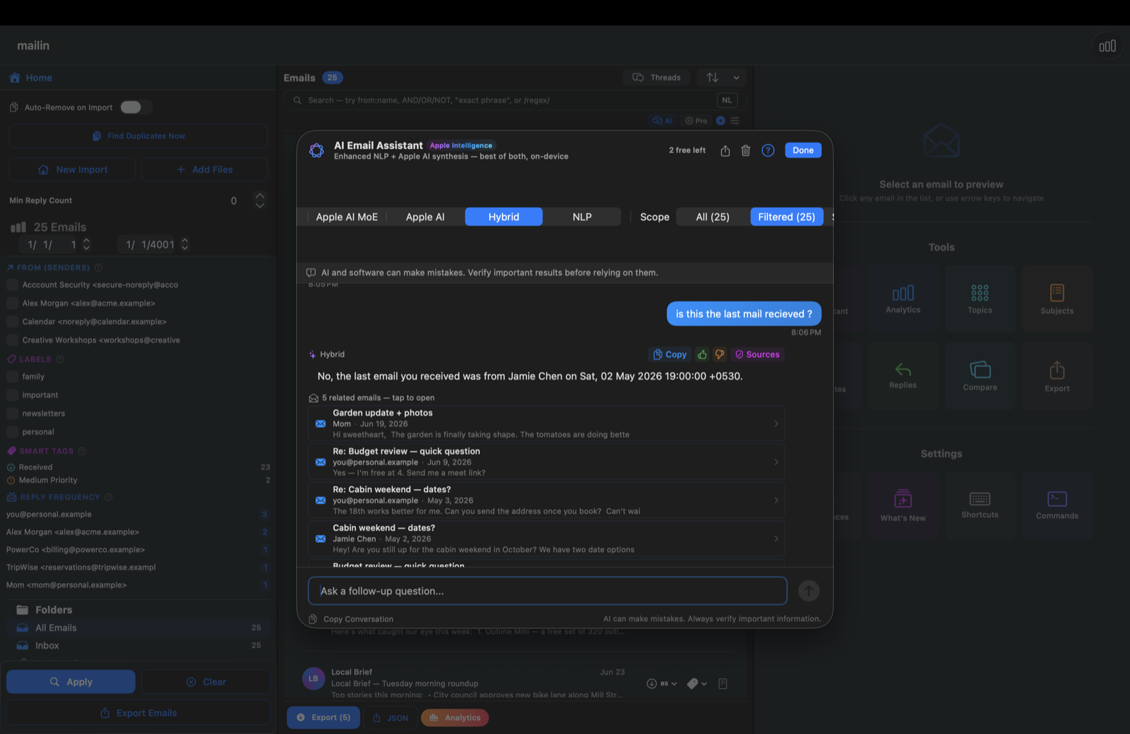 mailin on-device AI assistant